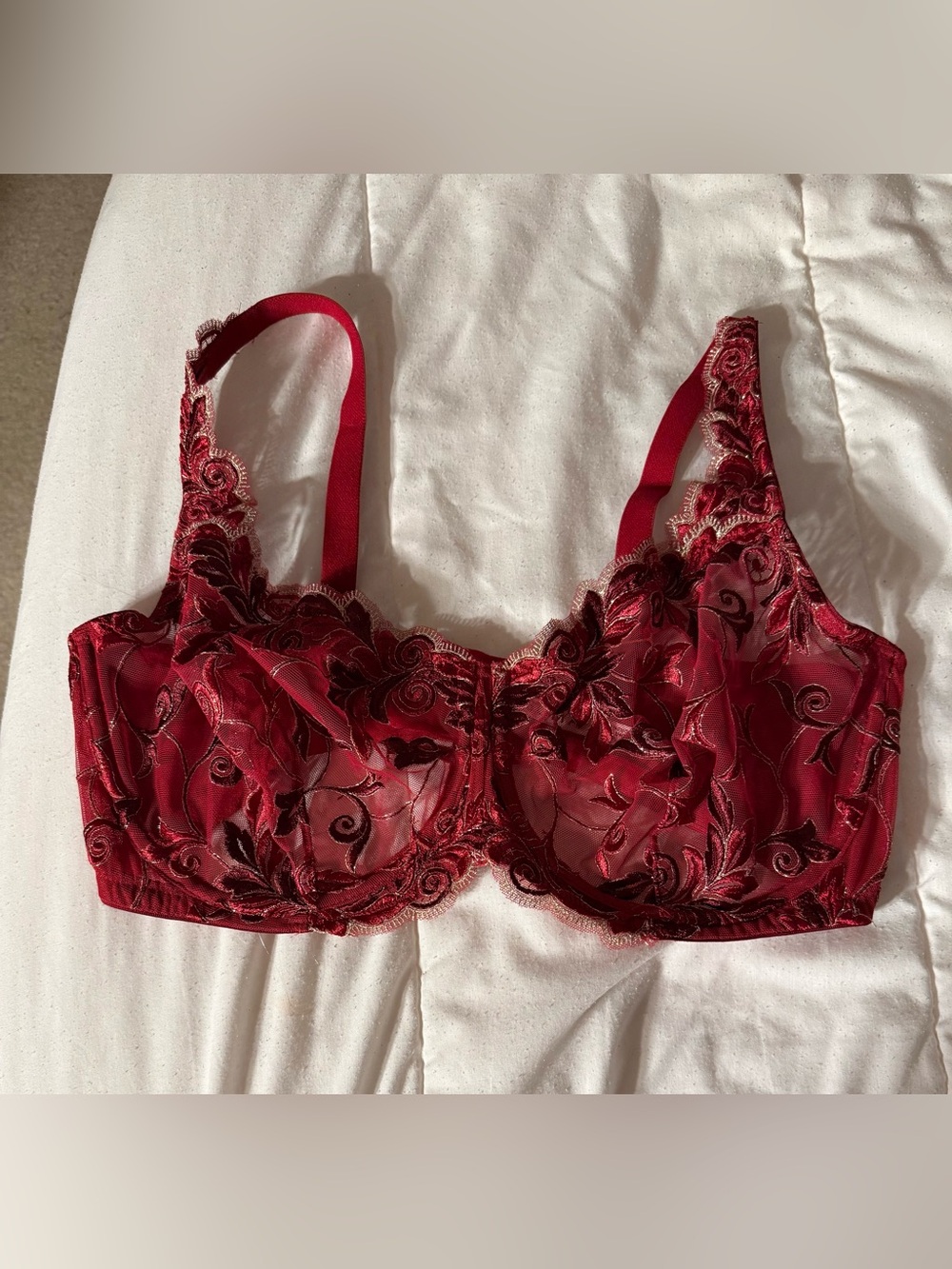 Soma Red Sheer Embroidered Underwire Bra